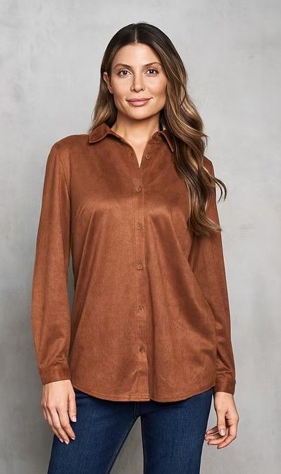 Paparazzi Suede Basic Shirt in Saddle