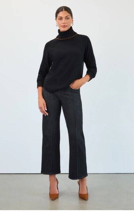 FDJ Long Sleeve Cowl Neck Sweater in Black