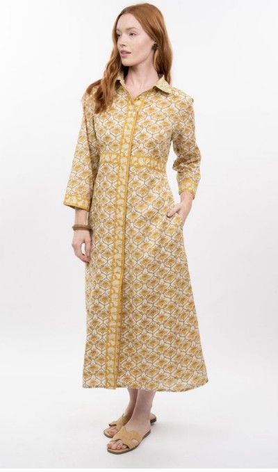 Ivy Jane Double Button Shirtdress in Gold