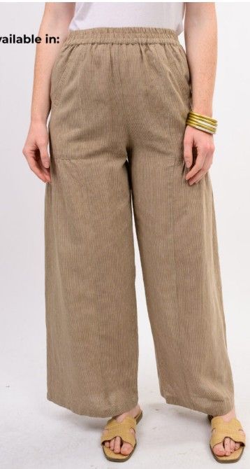 Ivy Jane Wide Leg Stripe Pant in Khaki