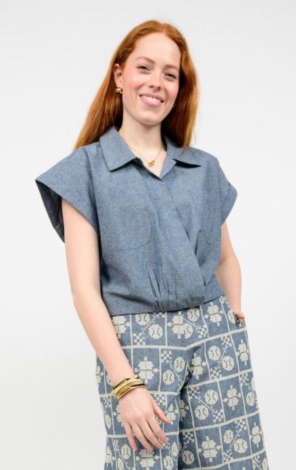 Ivy Jane Wrap Waist Top in Indigo