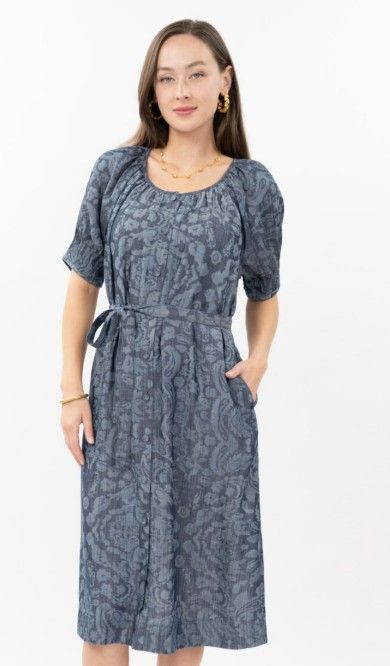 Ivy Jane Tucked Sleeve Denim Dress in Indigo