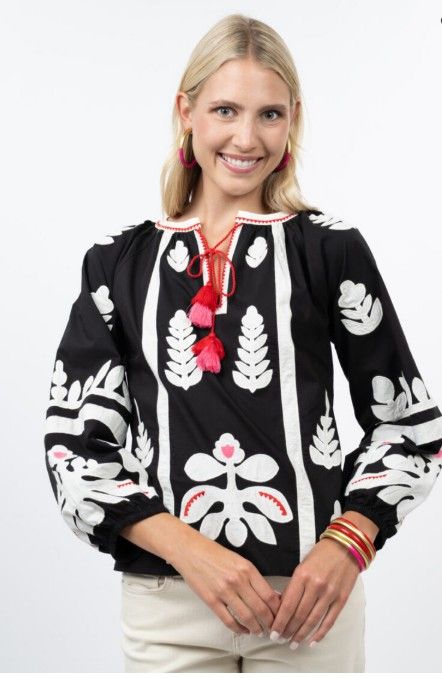 Ivy Jane Applique Top in Black