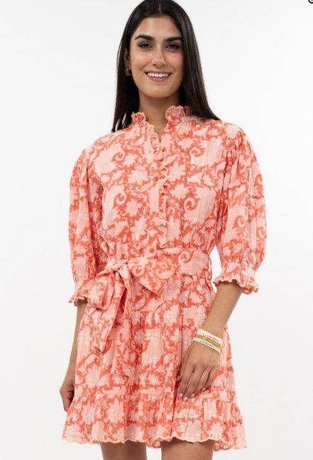 Ivy Jane Pretty Paisley Dress in Coral