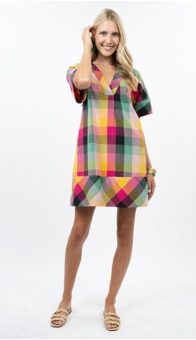 Ivy Jane Checked Shift Dress in Multi