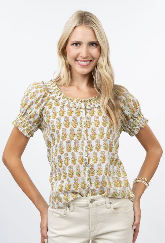 Ivy Jane Rouched Neck Top in Aqua