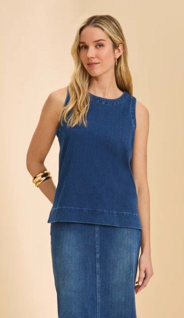 FDJ Blue Sleeve Top in Denim