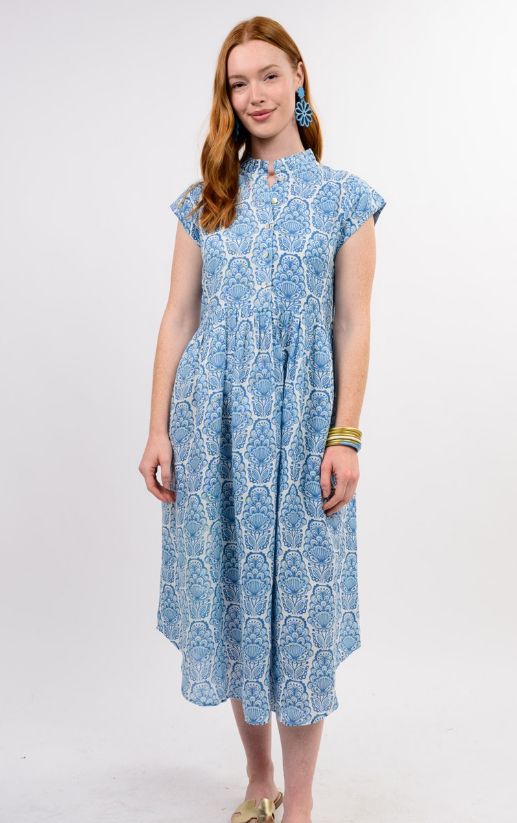 Ivy Jane Linen Blues Dress in Blue