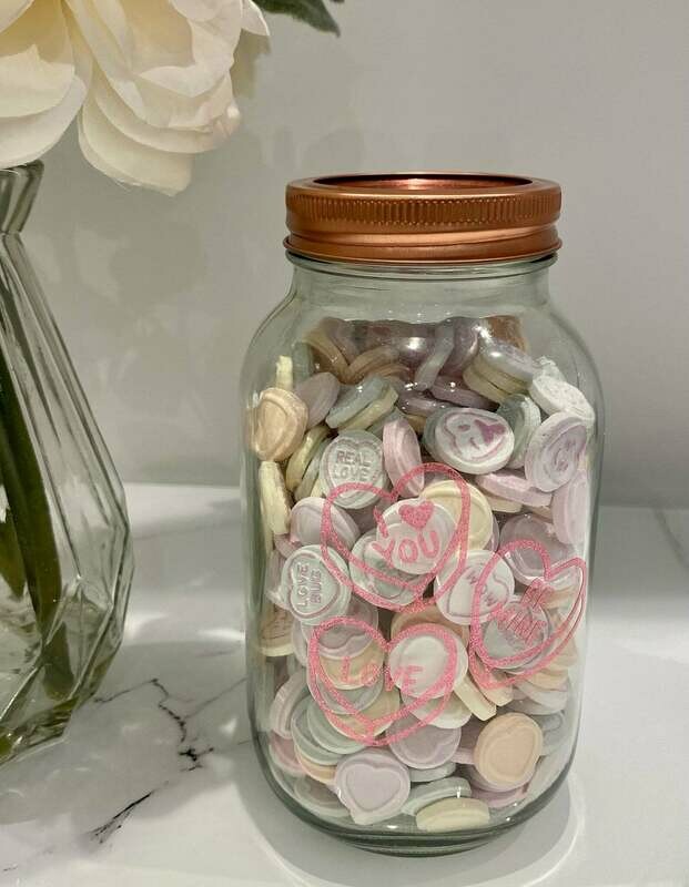 Candy Hearts Vinyl Label Decal Valentines