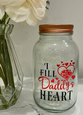 I Fill Daddy's Heart Valentines Vinyl Label/Decal