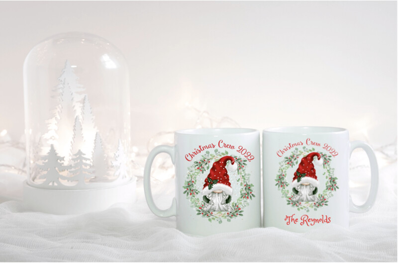 Personalised Christmas Crew 2022 Gnome Christmas Mug