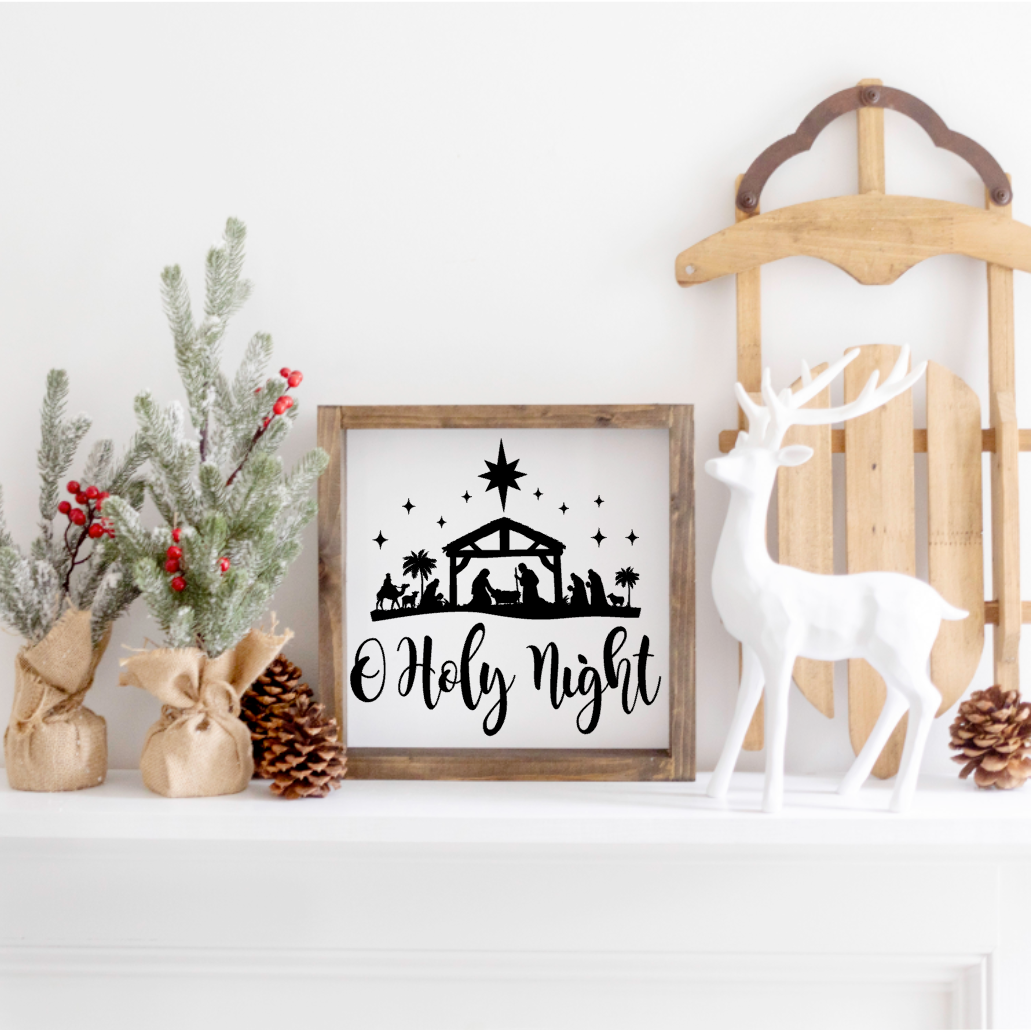 O Holy Night Nativity Farmhouse Sign