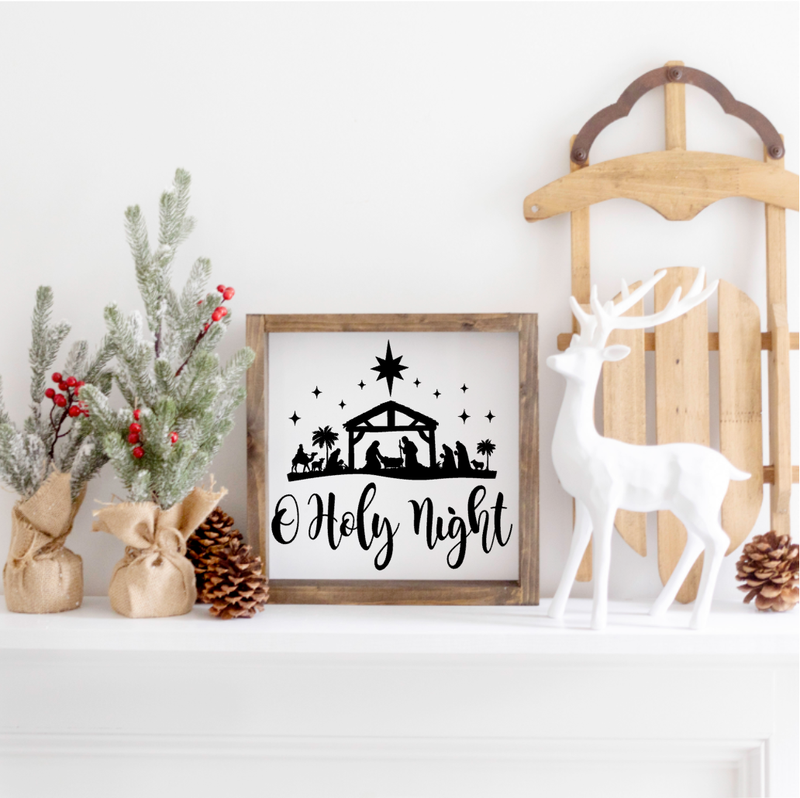 O Holy Night Nativity Farmhouse Sign