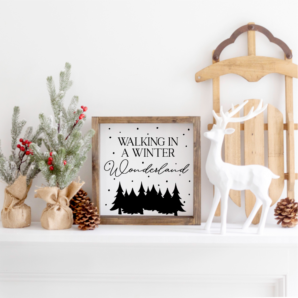 Walking in a Winter Wonderland, snow scene Farmhouse Sign