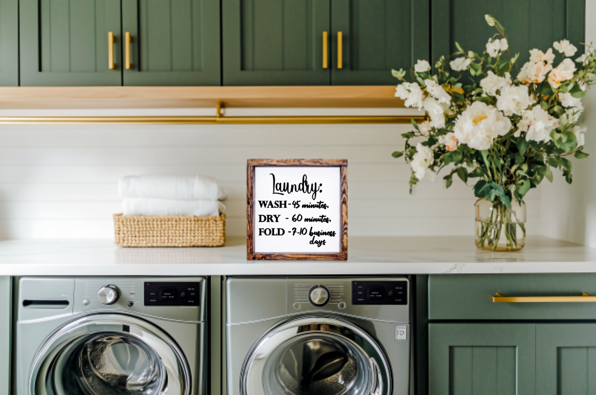 Laundry Wash, Dry, Fold Farmhouse Sign
