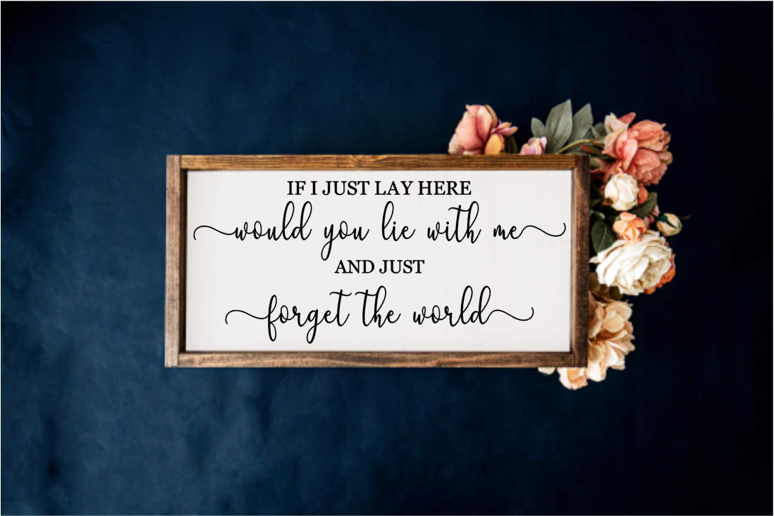 If i just lay here, would you lie with me and just forget the world, Snow Patrol Farmhouse Sign