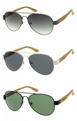 Classic Metal Crossbar Wooden Aviator