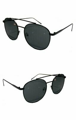 Classic Retro Round Brow-Bar Sunglasses