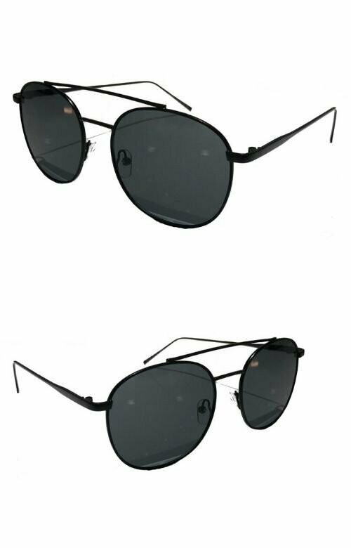 Classic Retro Round Brow-Bar Sunglasses