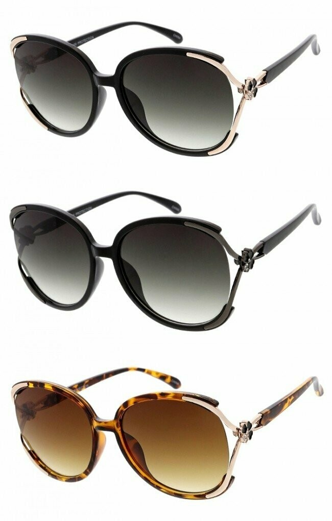 Luxury Fashion Embellished Two-Tone Butterfly Sunglasses