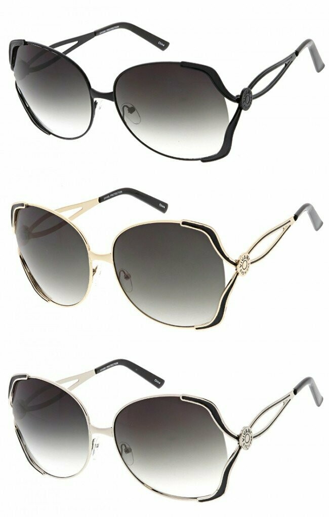 Vivant Oversized Luxury Metal Frame Sunglasses
