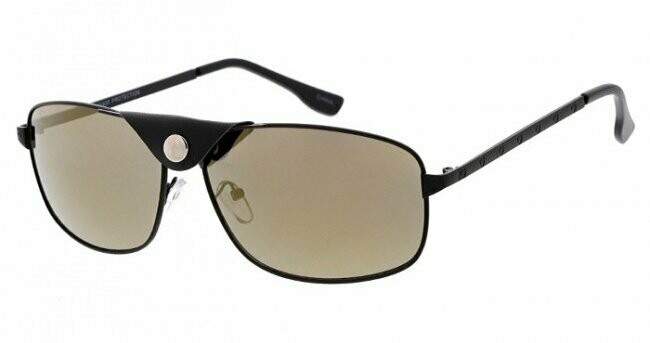 Vegan Leather Snap Button Detail Square Aviator Sunglasses
