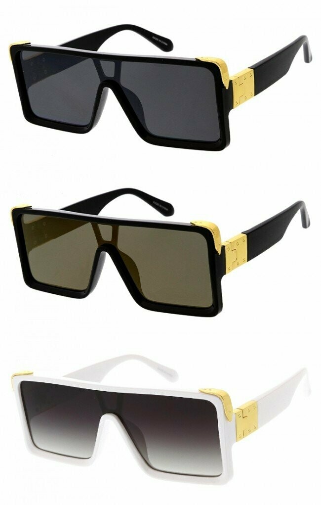 Billionaire Style Mono-Lens Shield Square Sunglasses