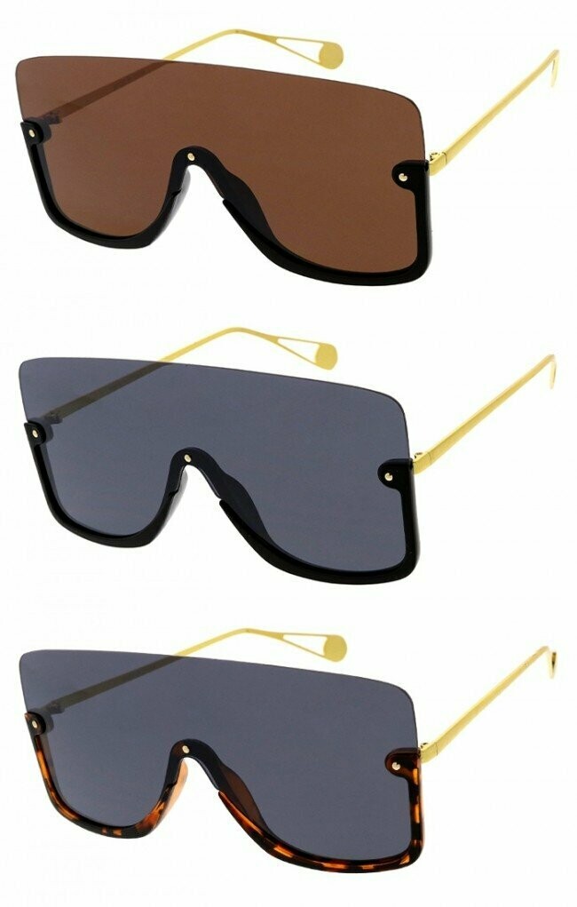 Large Mono Lens Under Frame Large Shield Sunglasses