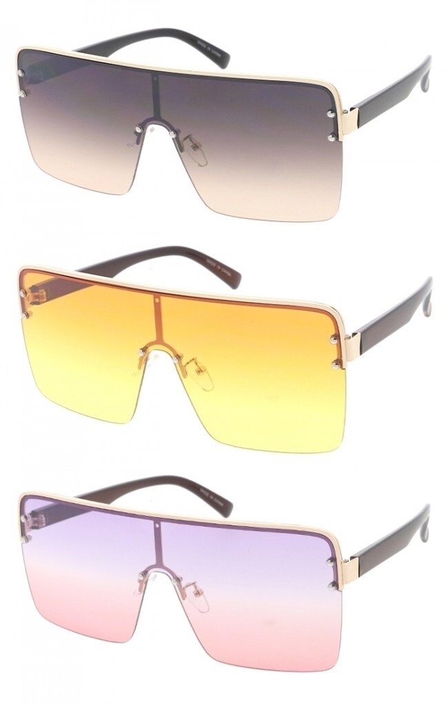 Premium Large Square Metal Shield Fashion Sunglasses (Limited Restock)