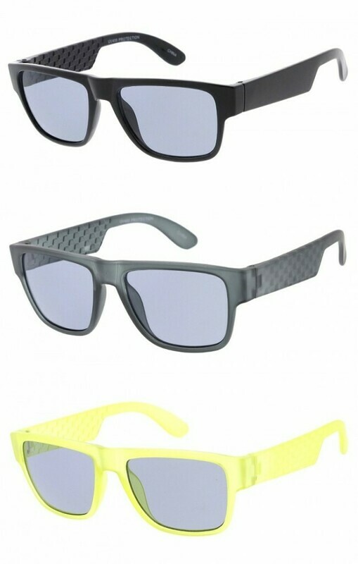 Kids Chunky Flat Top Textured Arms Horn Rimmed Square Sunglasses 48mm