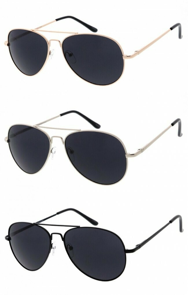 Classic Crossbar Neutral Colored Lens Metal Frame Aviator Sunglasses