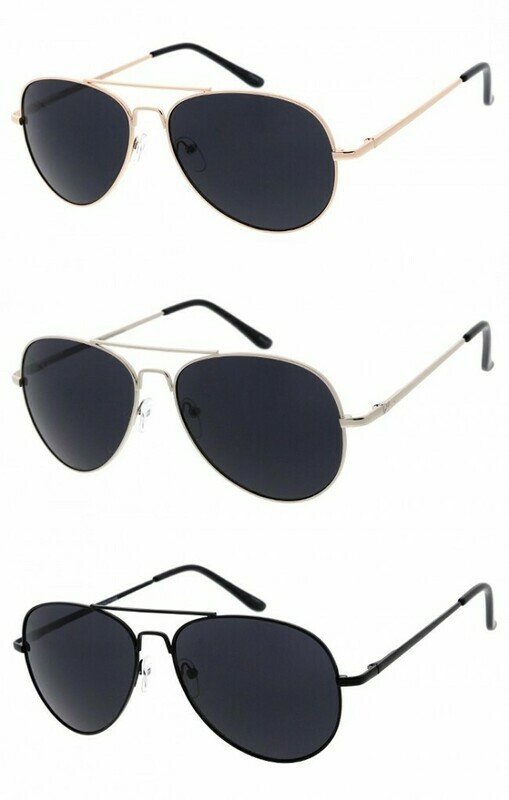 Classic Crossbar Neutral Colored Lens Metal Frame Aviator Sunglasses