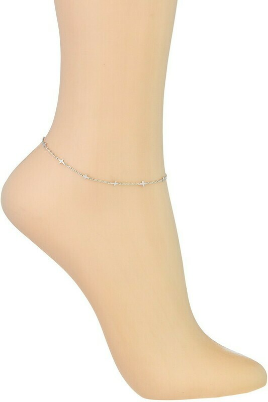 Gold and White Gold dipped anklet with cross charms