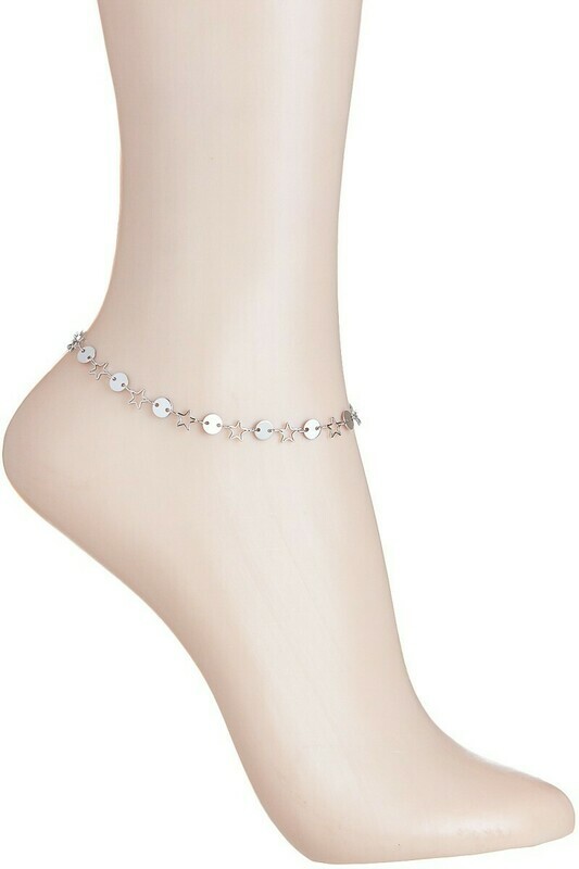 Disc and star charms anklet