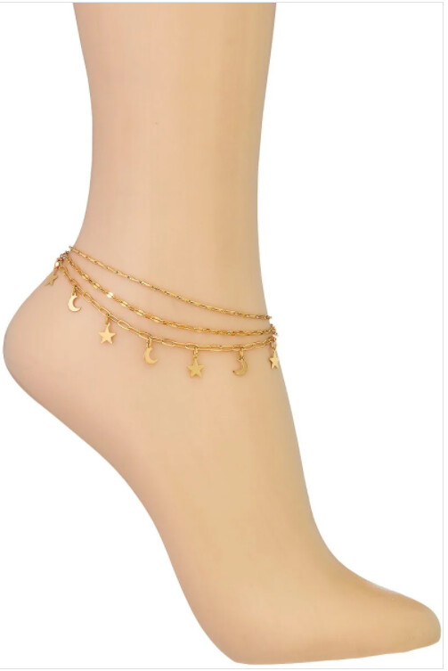 Star & Moon Chain Anklet