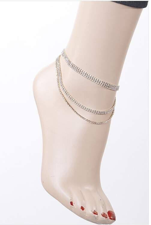 Layered Rhinestone Anklet