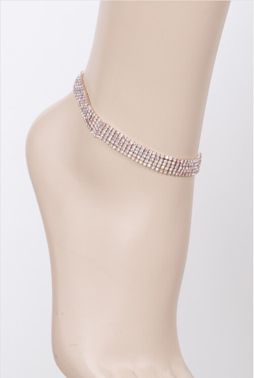 Layered Rhinestone Daily Anklet