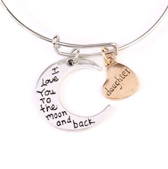 "I Love You To The Moon" Charm Bangle Bracelet.