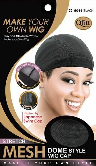 Qfitt Stretch Mesh Dome Wig Cap Black