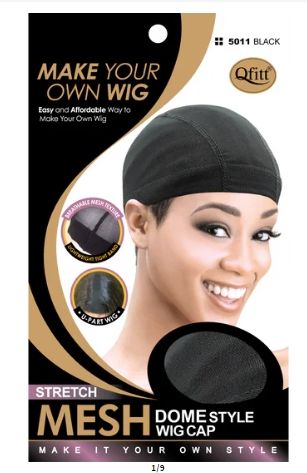 Qfitt Stretch Mesh Dome Wig Cap Black