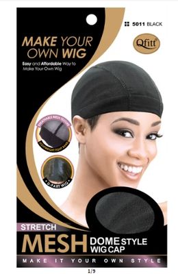 Qfitt Stretch Mesh Dome Wig Cap Black