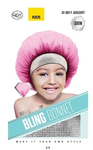 Qfitt Kids Satin Rhinestone Bling Bonnet