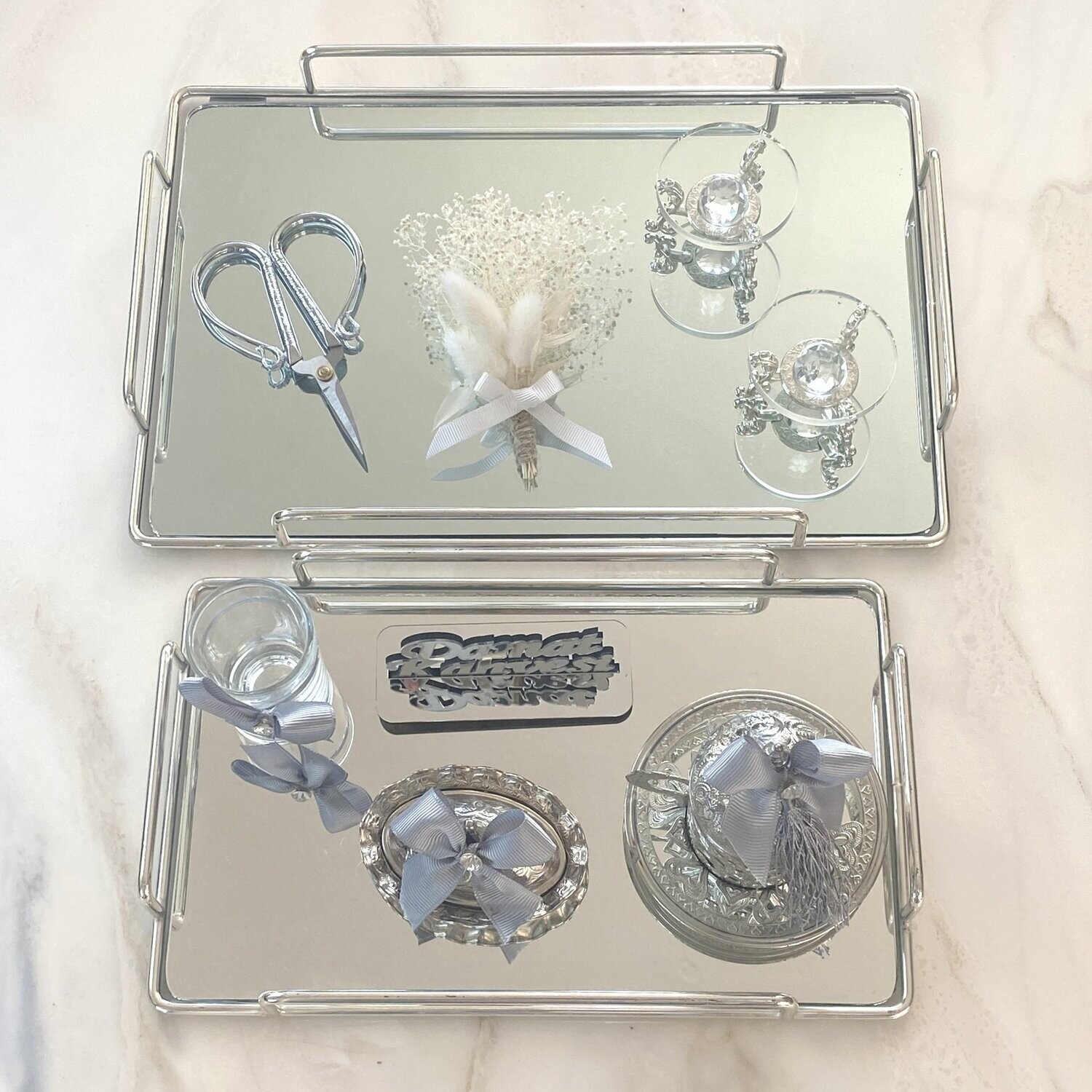 Verlobungstablett-Set, Ringtablett-Set (Rabinet, Silber)