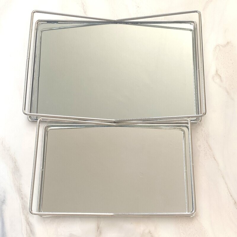 2er Tablett-Set, Spiegel-Tablett-Set (Buch, Silber)