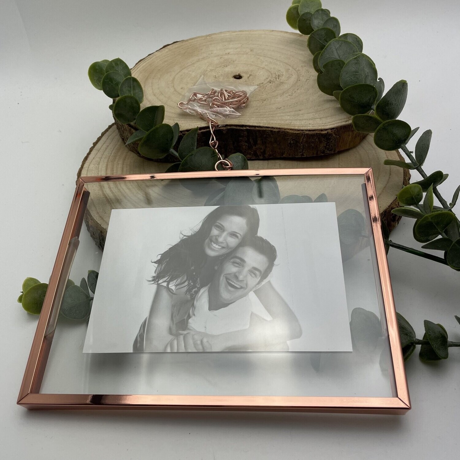 Glasbilderrahmen zum Aufhängen (Rosegold) (13x18)