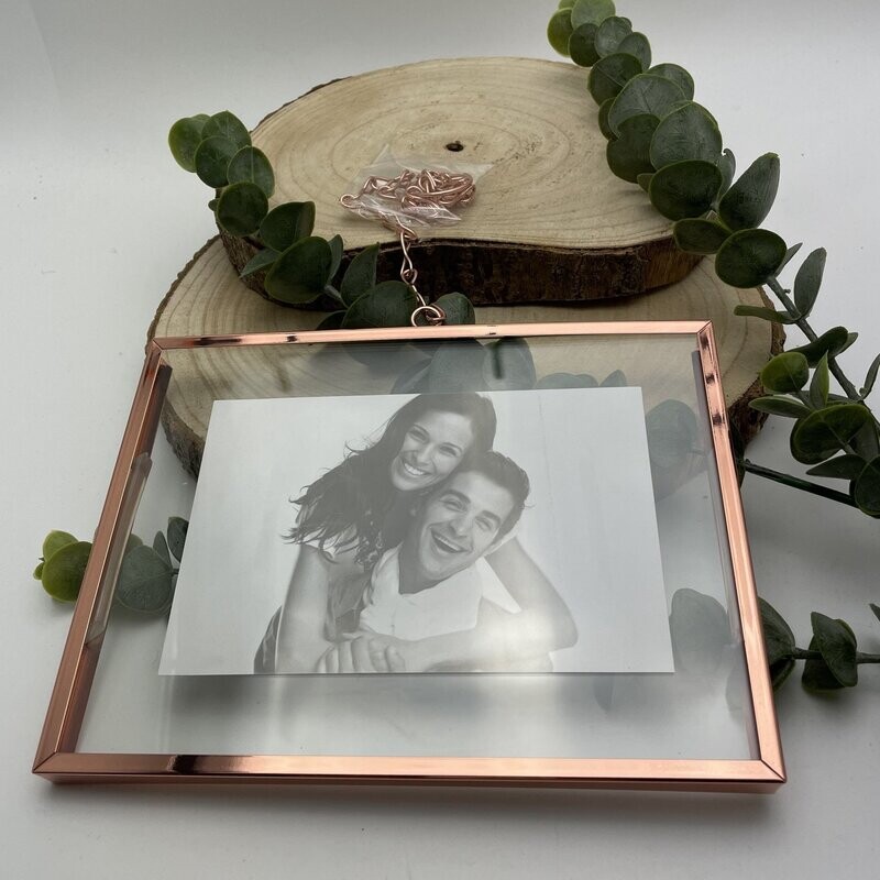 Glasbilderrahmen zum Aufhängen (Rosegold) (13x18)