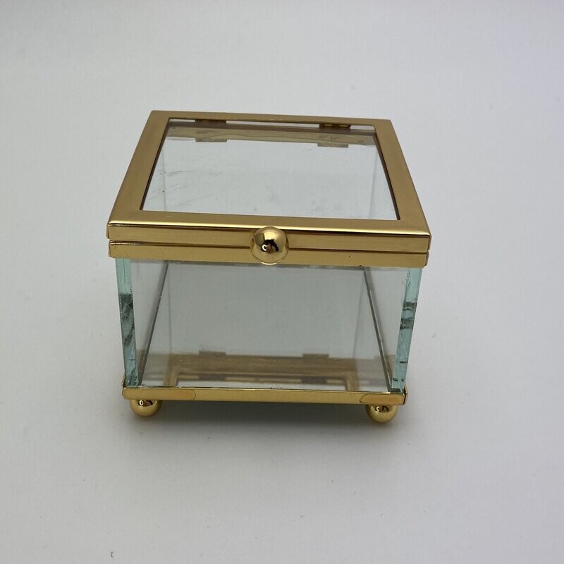 Ringbox Klein, Glas-Box-Klein, Spiegel-Box (Gold)