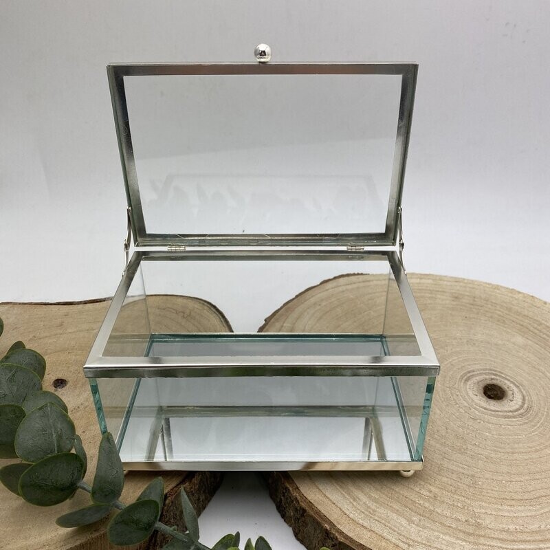 Glasbox, Ringbox, Spiegelbox Mittel (Silber)