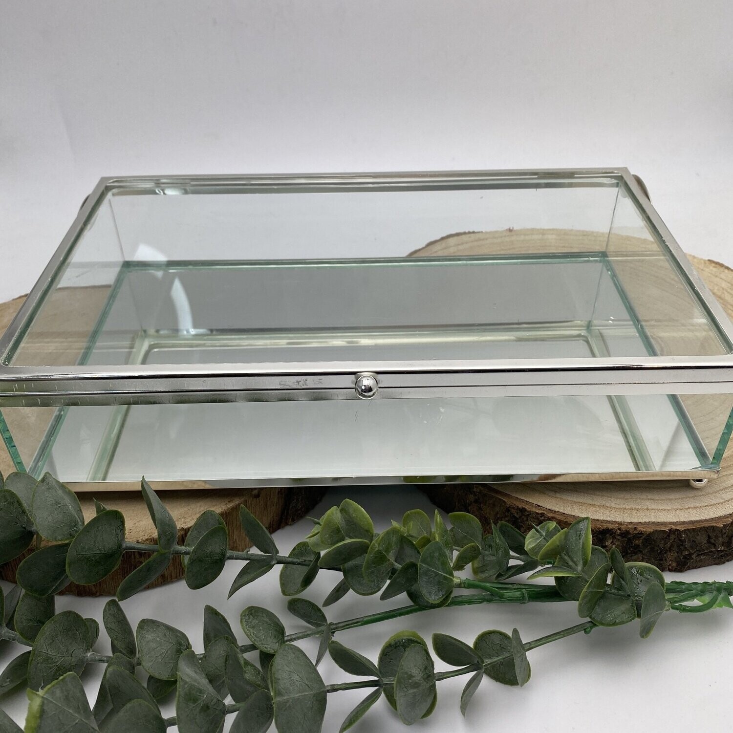 Glasbox, Ringbox, Spiegelbox Groß (Silber)