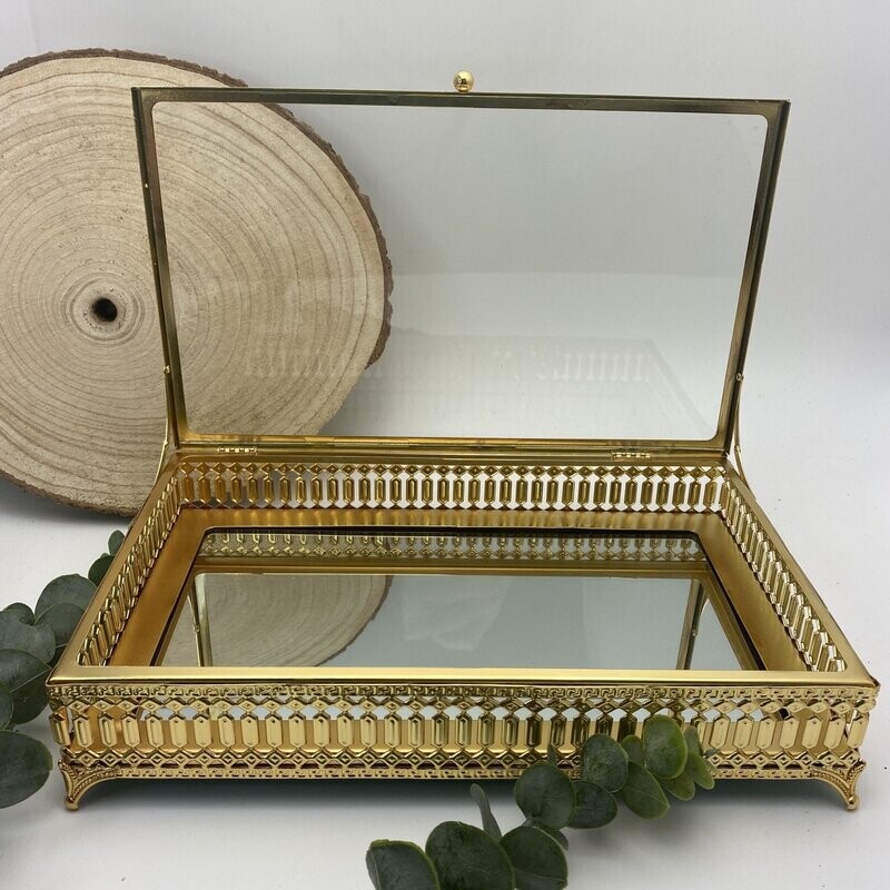 Glas-Box, Spiegel-Box, Deko-Box, (mit Designe, Gold)